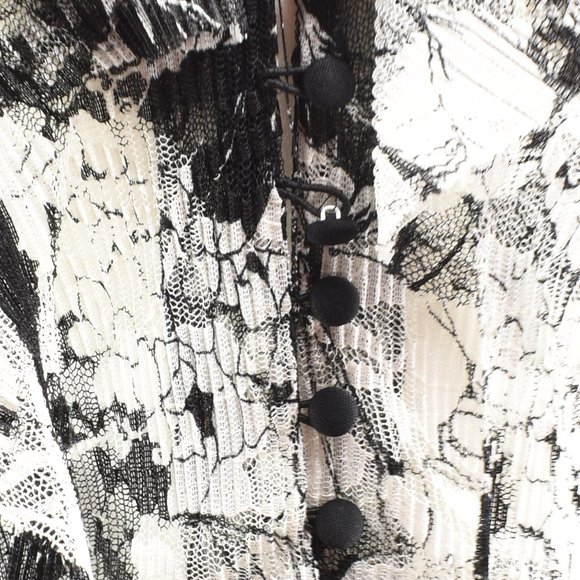 CACHE Sheer Blouse Black & White Floral Print - Picture 12 of 16